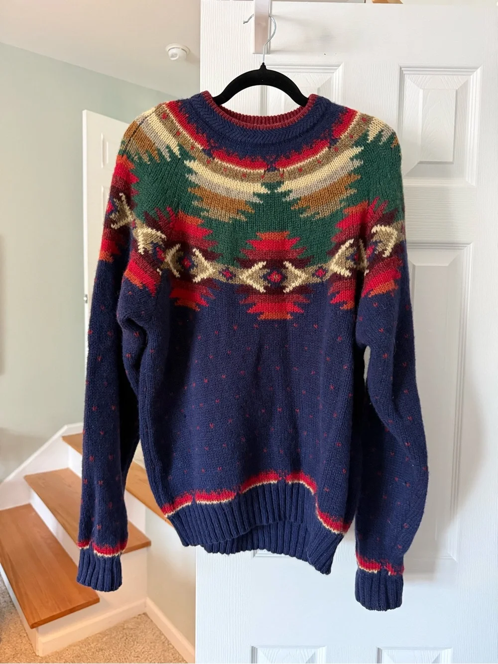 Woolrich Navy Multicolor Fair Isle Wool Sweater